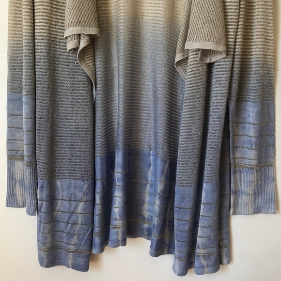 ***😀3 for $35/Tanjay Ombré Blue Tie Dye Cardigan, Gold Sparkle in the fabric. - Picture 5 of 12